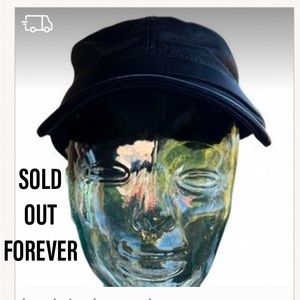 RARE VINTAGE CONFEDARATE HARLEY DAVIDSON BLACK LEATHER BIKER HAT CAP